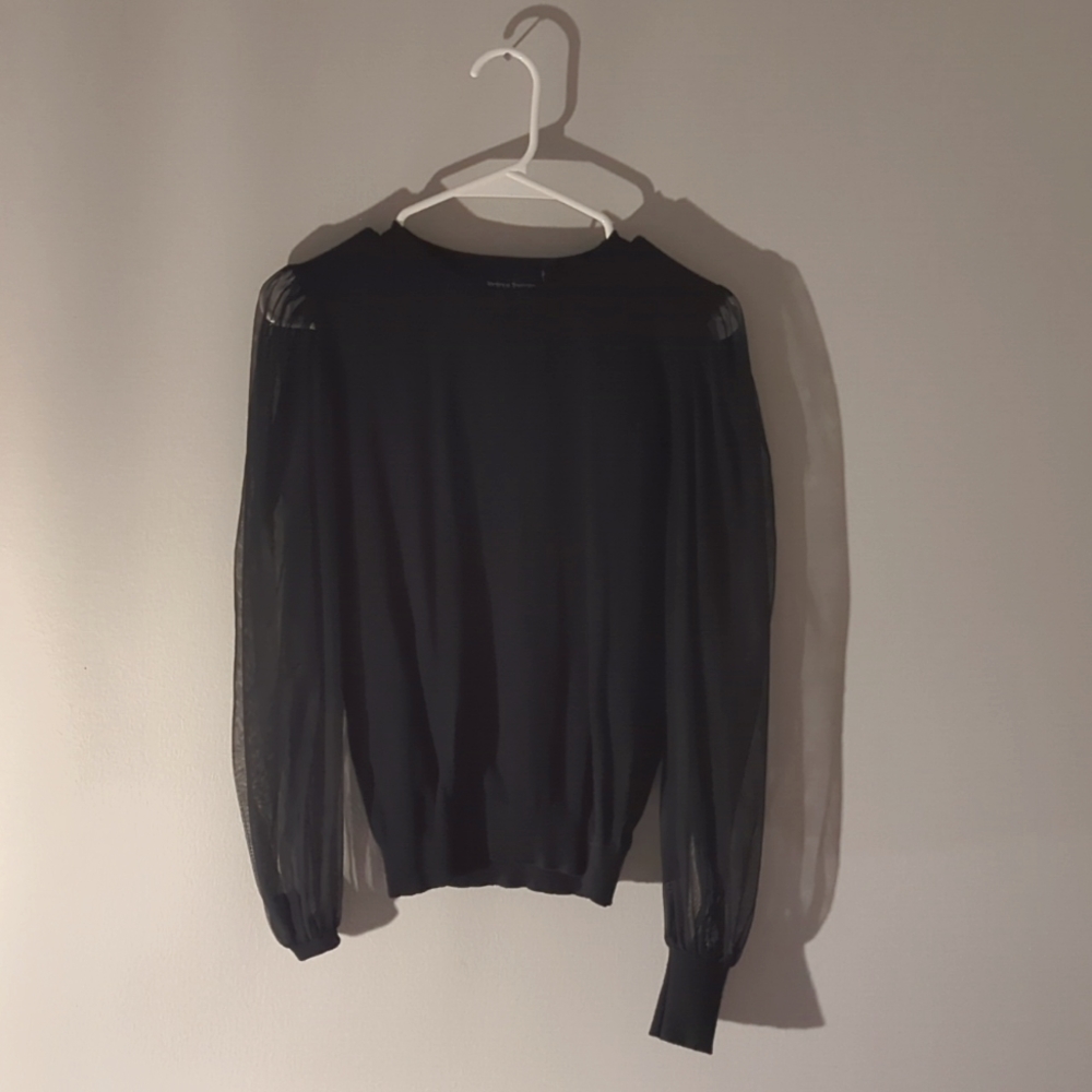 Mesh Sleeve Black Sweater